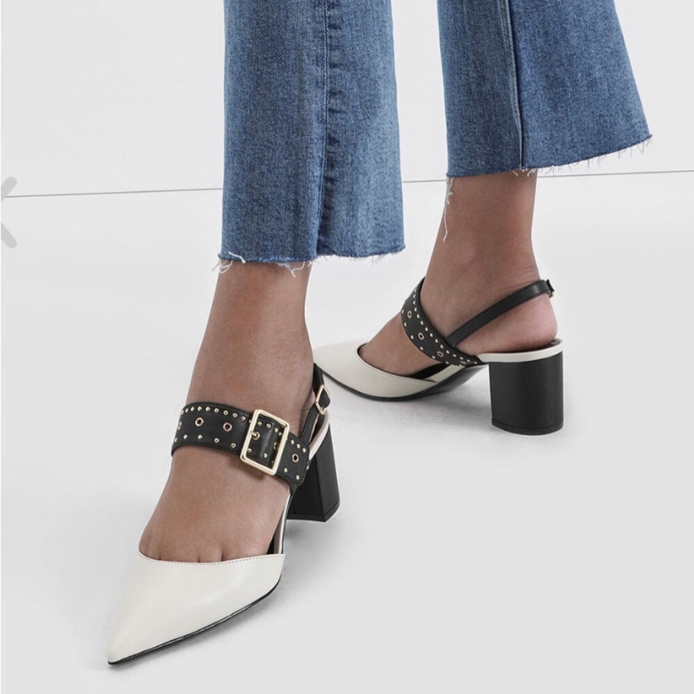 Charles Keith Women Studded Pointed Slingbacks Heels